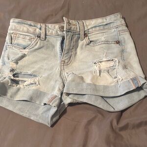 Aeropostale Light Blue Distressed Jean Shorts